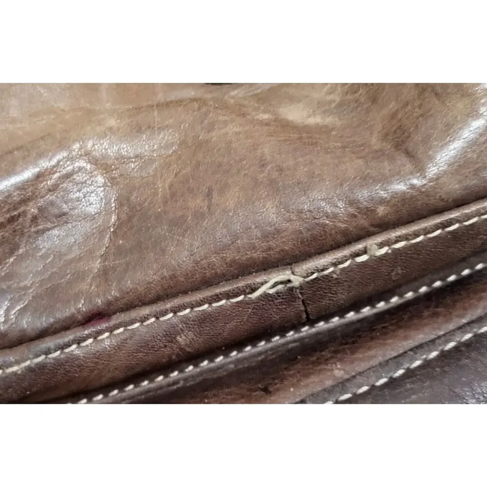 LL BEAN VINTAGE BROWN GENUINE LEATHER MESSENGER CROSSBODY BAG